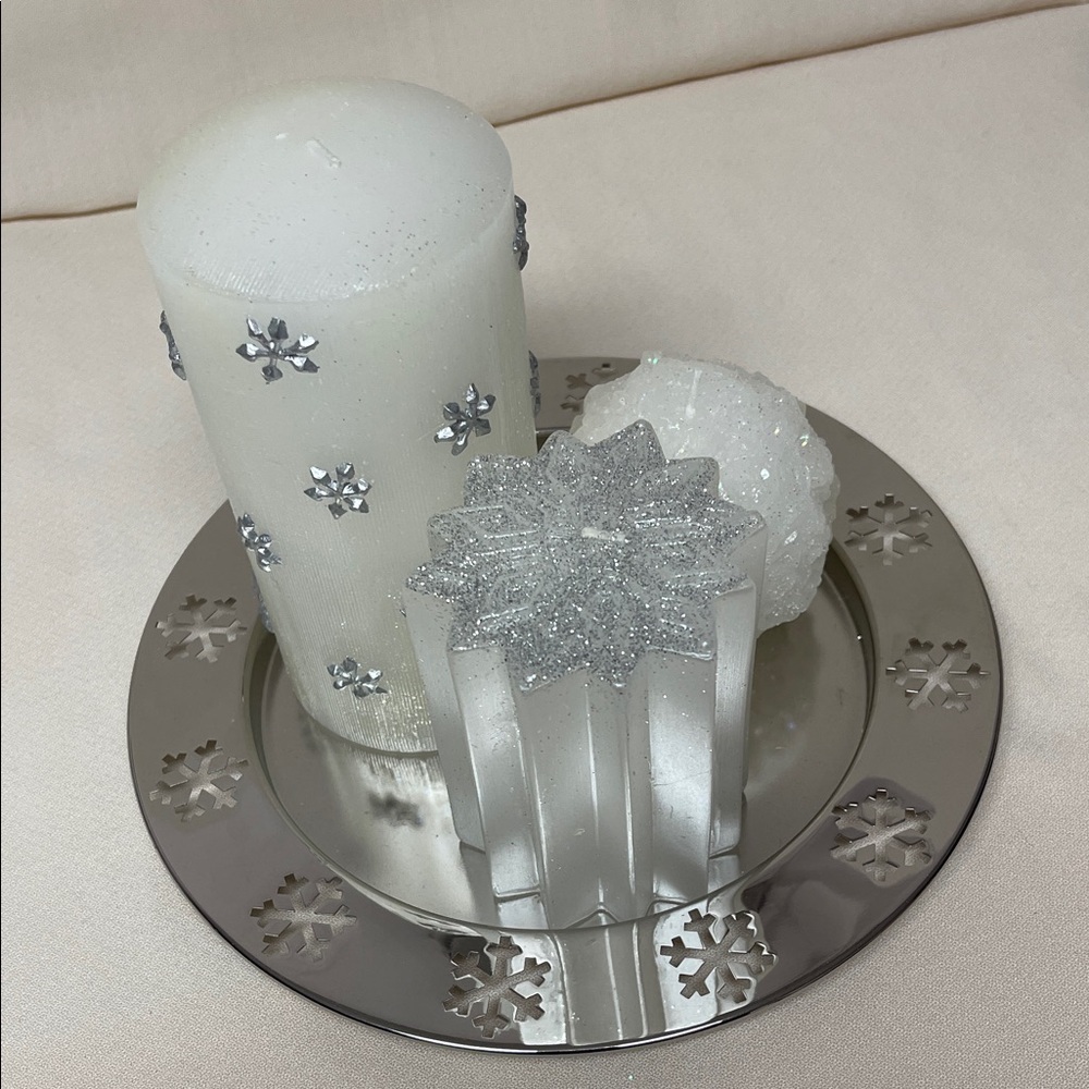Avon Silverplated Snowflake Candle Garden